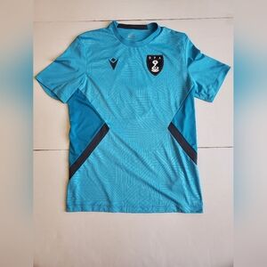 Blue Macron Adult Medium Short Sleeve Shirt Top DPA #6 In New Condition